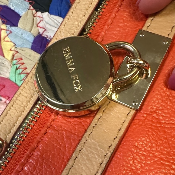 Emma Fox Orange Leather Crossbody Bag With Gold Hardware - Picture 9 of 9